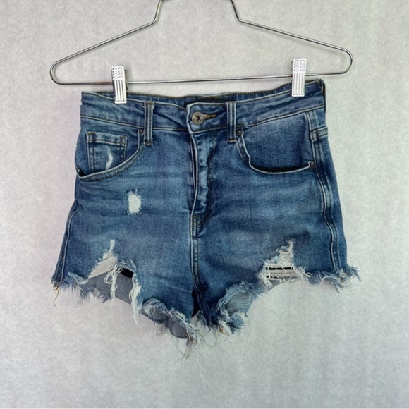 Rise jean shorts small distressed size small - Picture 1 of 7